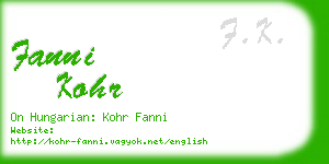 fanni kohr business card